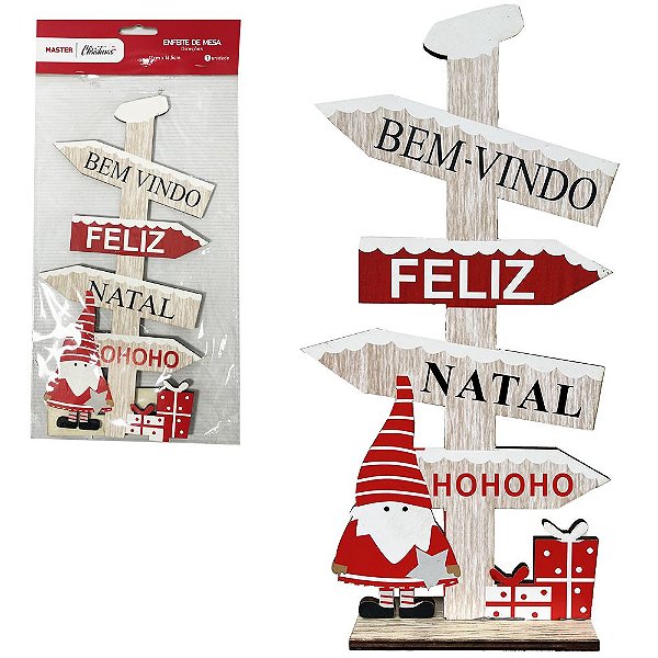 ENFEITE DE MESA PLACA DEREÇÕES DE MADEIRA MDF 26,5X13CM