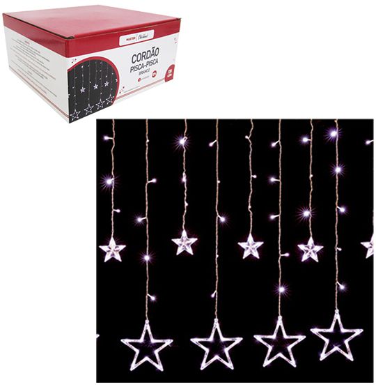 PISCA PISCA CORTINA / CORDAO 138 LEDS ESTRELA BRANCO 127V 90CMX2,5M