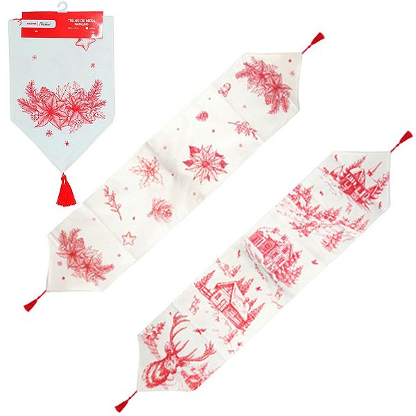 CAMNHO DE MESA RETANGULAR ESTAMPAS SORTIDAS 150X32CM