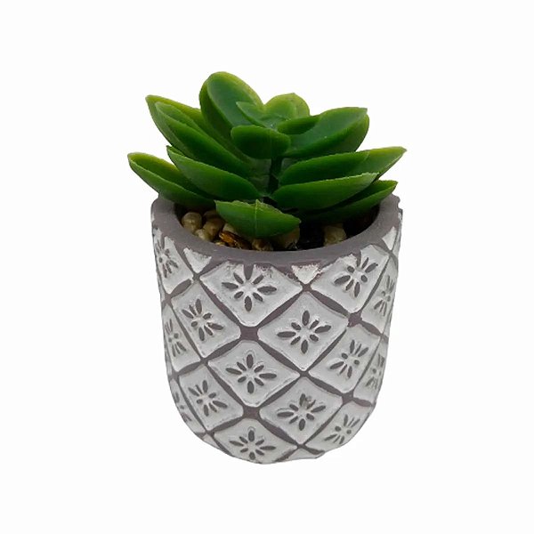 VASO DECORATIVO DE CIMENTO COM FLOR ARTIFICIAL 7X5,5CM