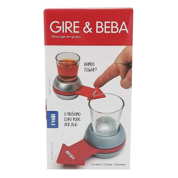 JOGO DE SHOT GIRE E BEBA C/COPO DE VIDRO E BASE GIRATÓRIA FWB