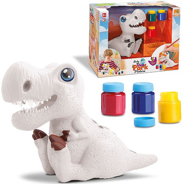 ANIMAL DINOSSAURO BABY DE VINIL COM 3 TINTAS 25GR DINOPARK PINTURA NA CAIXA