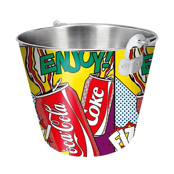 BALDE DE GELO DE METAL COM ALCA COCA-COLA HAUSKRAFT