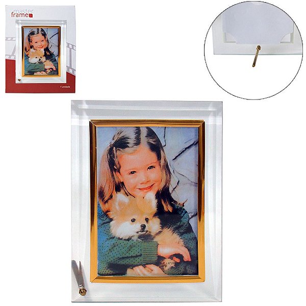 PORTA RETRATO DE VIDRO 10X15 HORIZONTAL OU VERTICAL - PRATA