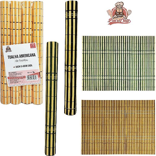 TOALHA LUGAR AMERICANO DE BAMBU RETANGULAR COM 4 PECAS