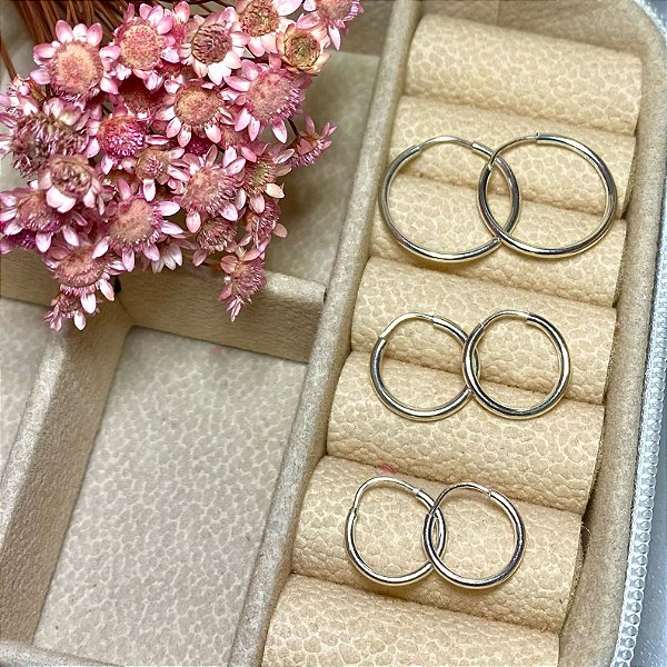 TRIO DE BRINCO ARGOLA EM PRATA 925