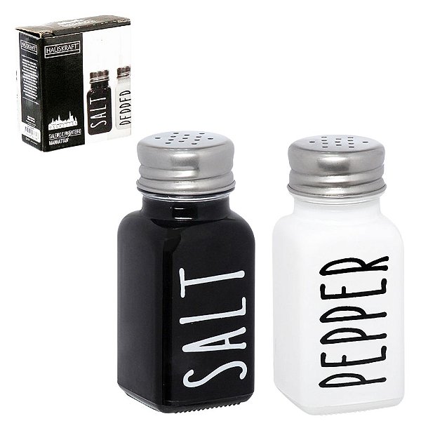 SALEIRO E PIMENTEIRO DE MESA MANHATTAN 2 PEÇAS 80ML
