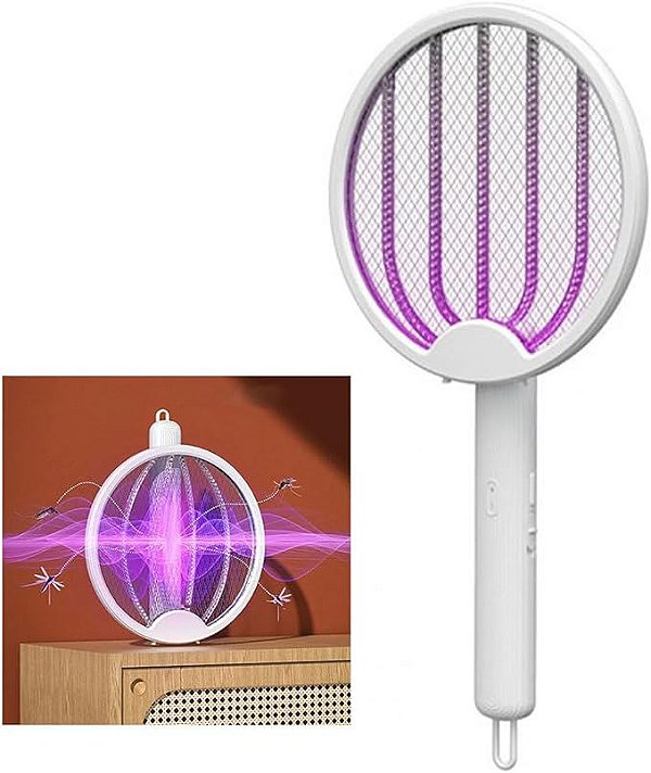 RAQUETE MATA MOSQUITO RECARREGAVEL DOBRAVEL LAMPADA UV