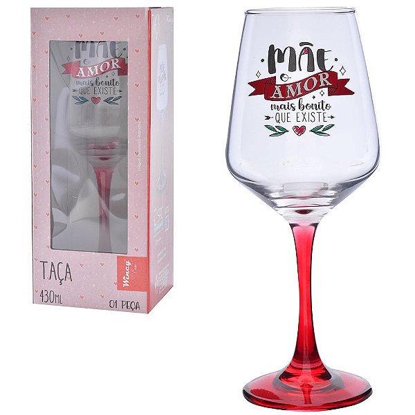 TAÇA DE VIDRO FRASES DIA DAS MÃES 430ML  WINCY