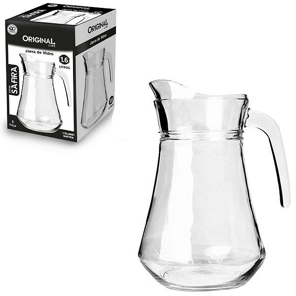 JARRA DE VIDRO COM TAMPA DE ACRILICO SAFIRA 1,6 LTS ORIGINAL