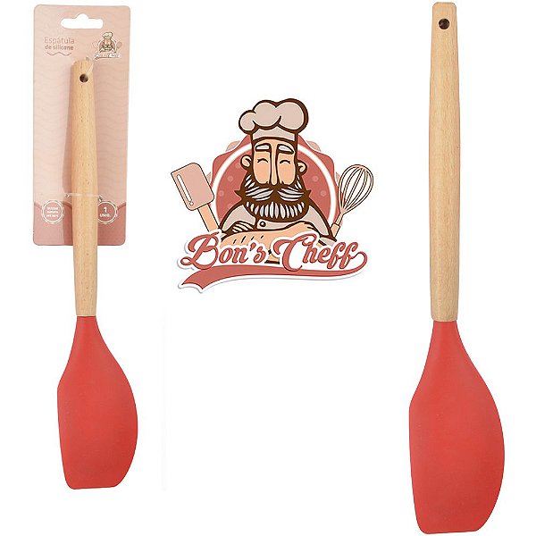 ESPATULA DE PAO DURO DE SILICONE VERMELHO  31X6CM WELLMIX