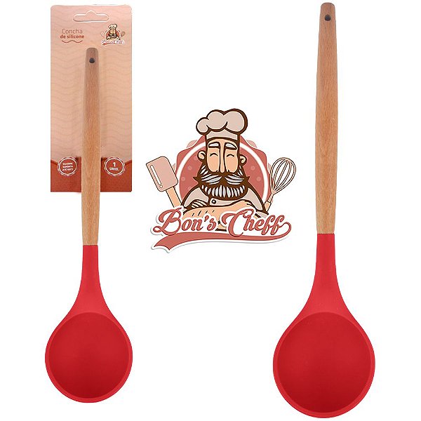 CONCHA DE SILICONE VERMELHO CB. MADEIRA 31X7,5CM WELLMIX