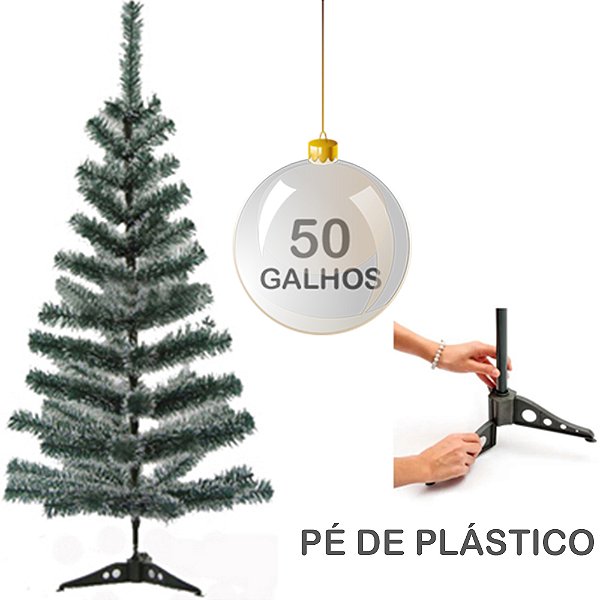ARVORE DE NATAL 60CM C/NEVE C/50 GALHOS E PE DE PLASTICO