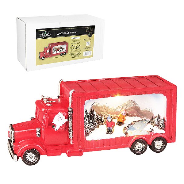 ENFEITE DE NATAL LUMINOSO CAMINHAO CENA C/2 BONECOS + 1 LED A PILHA 22X9X7,5CM NTD23006 WINCY