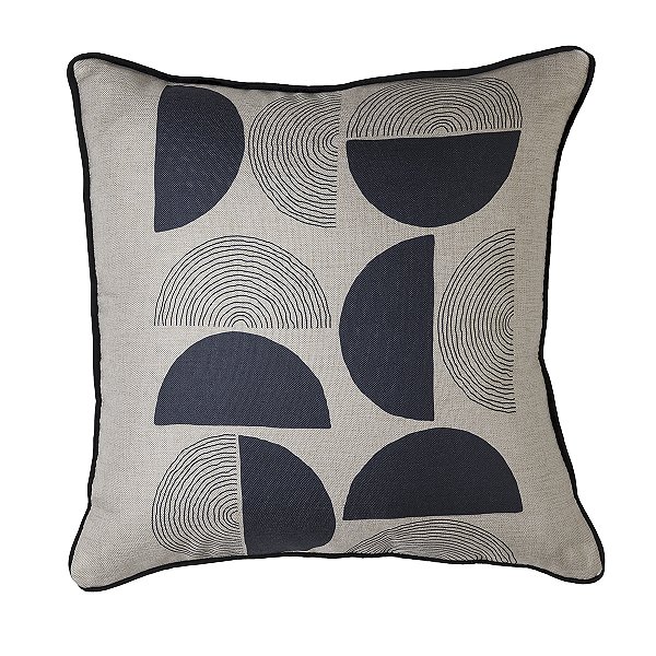 CAPA DE ALMOFADA COM BORDA PLACE ESTAMPA 1 043X043CM BEGE E PRETO JOLITEX