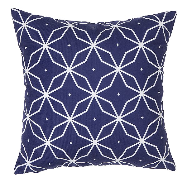 CAPA DE ALMOFADA SAFIRA ESTAMPA 4 043X043CM BRANCO E AZUL JOLITEX