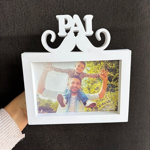 PORTA RETRATO DIA DOS PAIS BIGODE PLÁSTICO PRESENTE 10X15CM