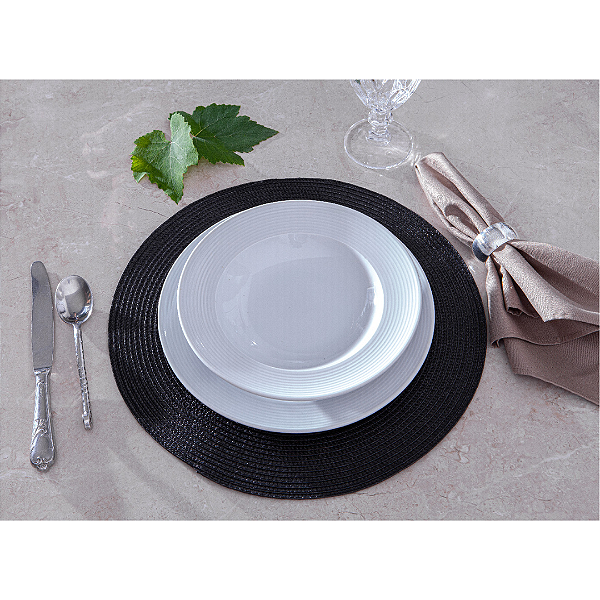 Jogo Americano Redondo Multiuso 38cm – Cores Variadas | Mesa Posta, Decoração e Proteção PRETO