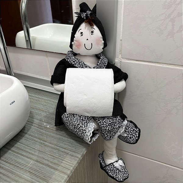 BONECA DE PANO ARTESANAL PORTA PAPEL HIGIENICO