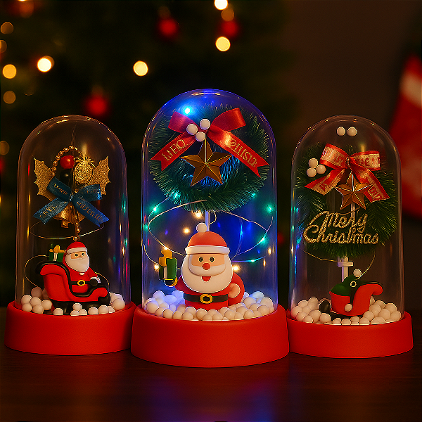 ENFEITE CUPULA DE NATAL + MICRO LED A BATERIA 14,5X8CM0 WINCY - ***SORTIDO***