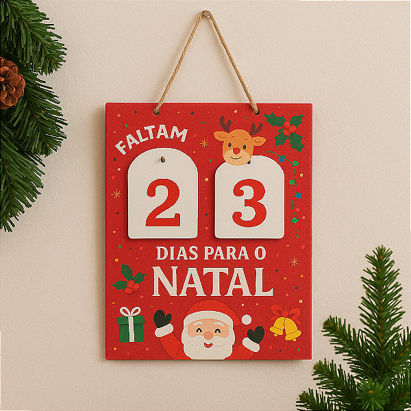 Calendário Decorativo Natalino MDF 20x15cm – Multiart Presente Natal