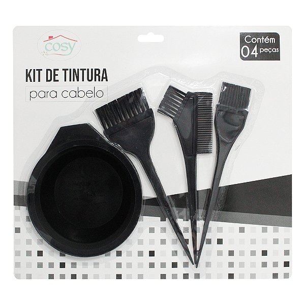 KIT TINTURA PINTAR CABELO - COM POTE 300ML + PINCEL E PENTE PRETO 4 PCS