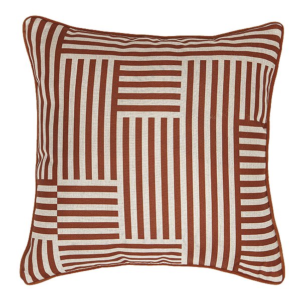 CAPA DE ALMOFADA COM BORDA SELENA ESTAMPA 4 BEGE/LARANJA - JOLITEX