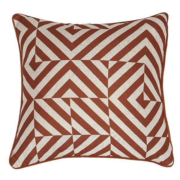 CAPA DE ALMOFADA COM BORDA SELENA ESTAMPA 3  BEGE/LARANJA - JOLITEX