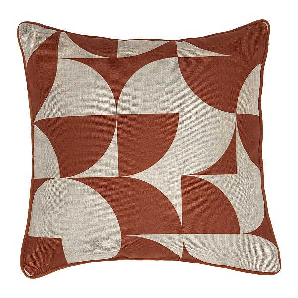 CAPA DE ALMOFADA COM BORDA SELENA ESTAMPA 2 BEGE/LARANJA - JOLITEX