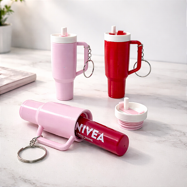 Chaveiro Copo STL Porta Balm Labial Nivea Multifuncional