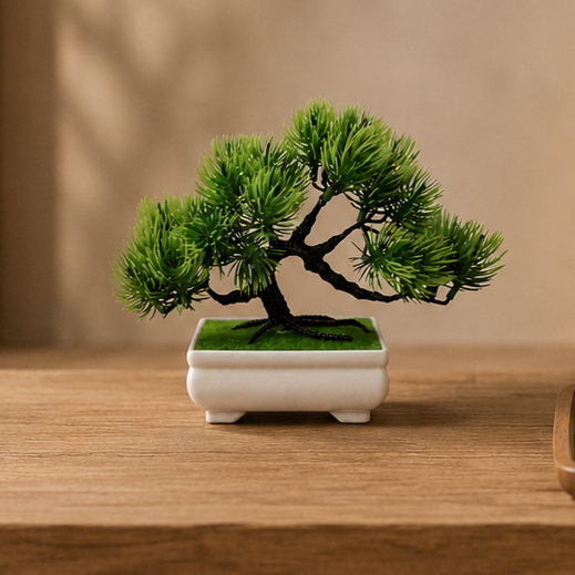 ENFEITE FLOR ARTIFICIAL BONSAI VASO DE PLASTICO JARDINEIRA