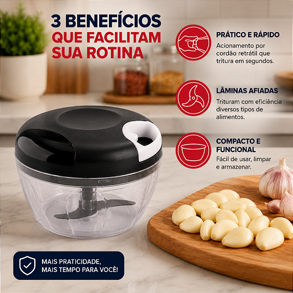 Triturador de alho Processador Manual de Alimentos 500ml