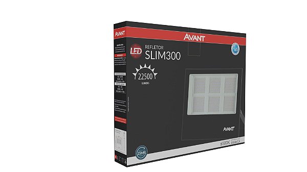 Projetor Led Refletor Slim 300W Branco Frio Biv 6500k Avant
