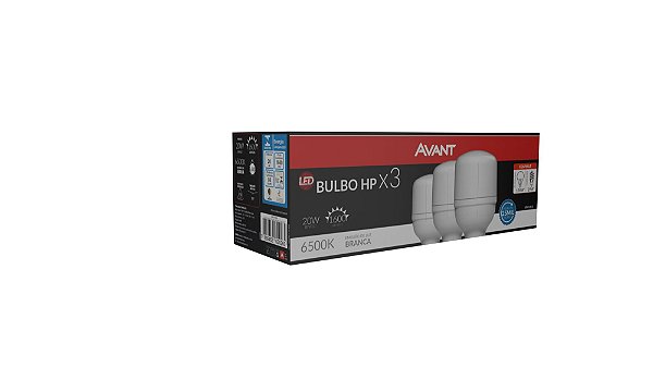Kit 3x Lâmpada Led Bulbo 20w 6500k Luz Branca E27 Avant