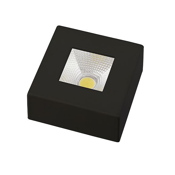 Kit 3 Spot Led Sobrepor Quadrado 5w Preto Luz Amarela Avant