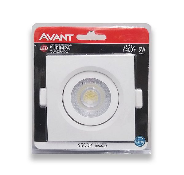 Kit 3 Spot Led Embutir Quadrado 5w Branca Luz Branca Avant