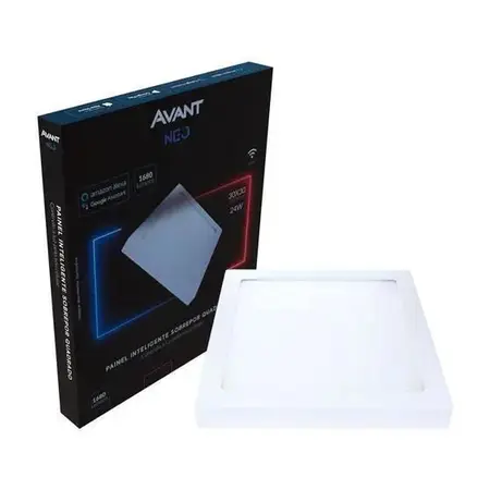 Plafon Led Neo Inteligente Sobrepor 24w Quadr. Branco Avant