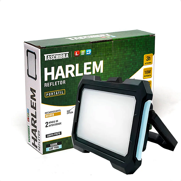 Refletor De Led Harlem Portátil 10w 6500k Preto Taschibra