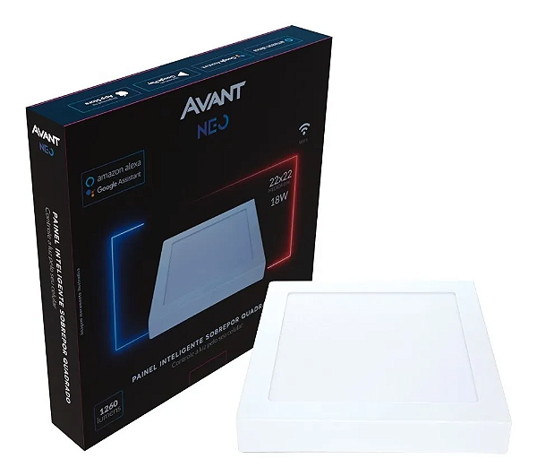 Painel Led Sobrepor Quadrado Neo 2700/6500K 18w 22cm Avant