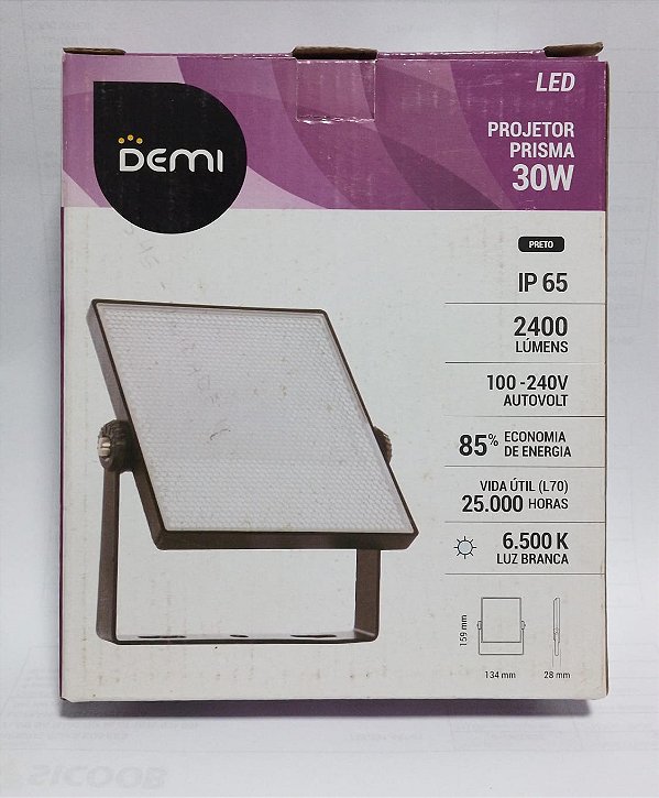 Refletor Projetor Led Prisma Alum 30W 6500k Biv Ip65 Demi