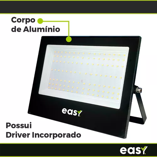 KIT 5 REFLETOR LED FRIO 6500K 200W BIV PRO D´AGUA  EASY