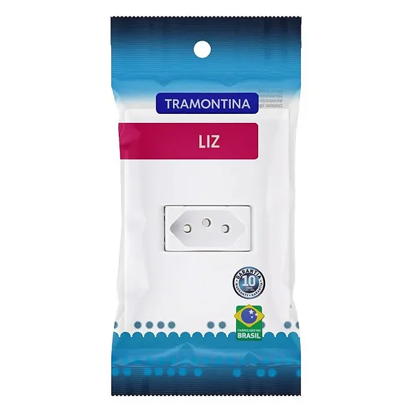Tomada Simples 10A, 20A 250V 2P+T 4x2 Branca Liz Tramontina