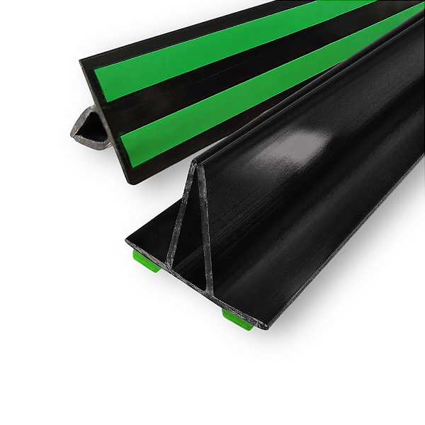 Perfil Plástico Fixa Placa Preto - Com Fita Dupla Face Flex