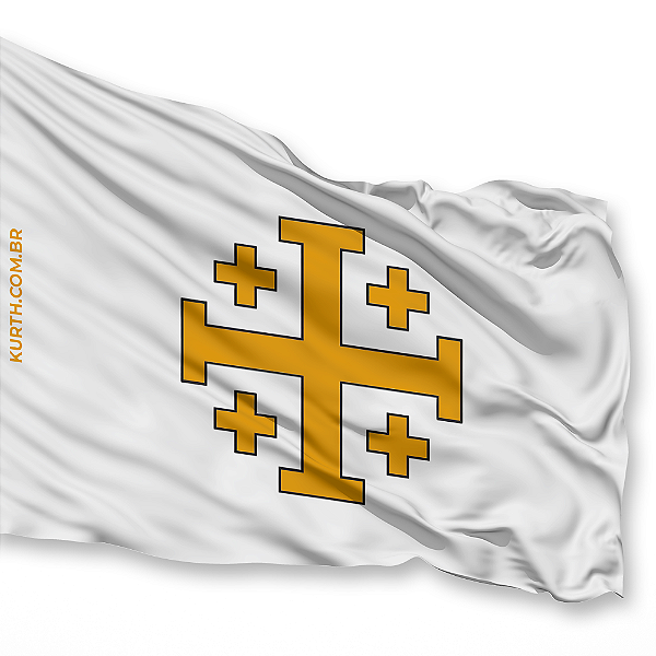 Bandeira Reino de Jerusalém - Impressão Sublimática em Tecido Poliéster | Linha Cristianismo