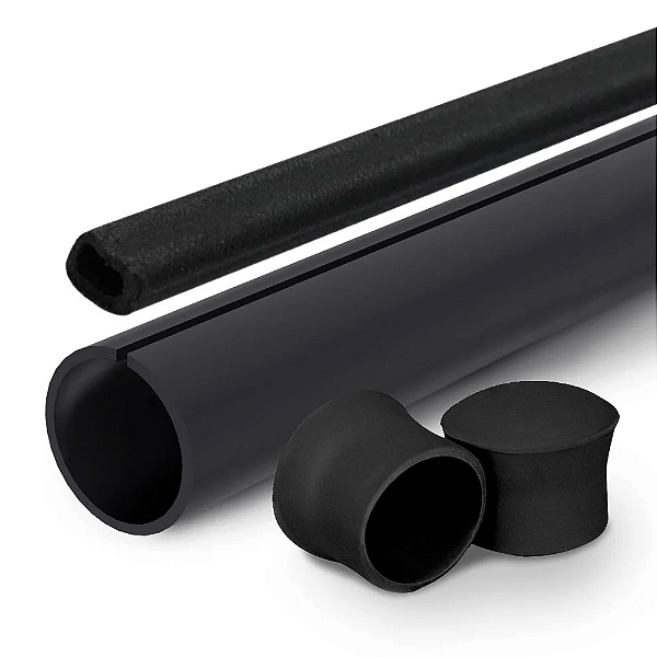 Kit Banner de 60 cm | 50 Barras de Perfil C 5/8", 50 Baguetes e 100 Ponteiras - Preto & Branco