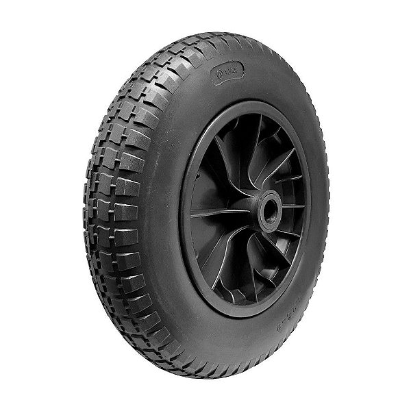 RODA MACIÇA PU MONTADA 3.25-8 ROL.ROLETE1" ARO PLÁSTICO 80KG