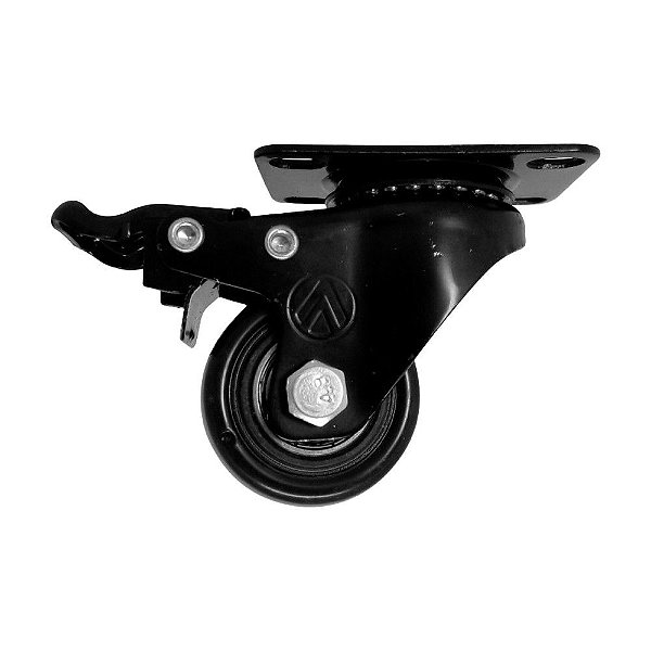 RODÍZIO GIRATÓRIO FREIO PVC PRETO REFORÇADO MÓVEIS 1.5/8"
