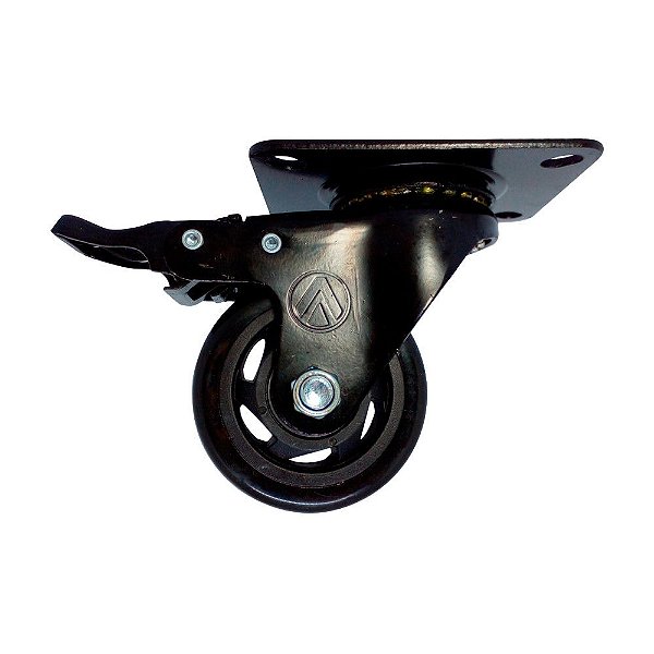 RODÍZIO GIRATÓRIO FREIO PVC PRETO REFORÇADO MÓVEIS 3" 75MM