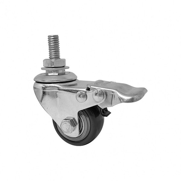 RODÍZIO GIRATÓRIO ROSCA FREIO PVC CINZA REFORÇADO 1.5/8"