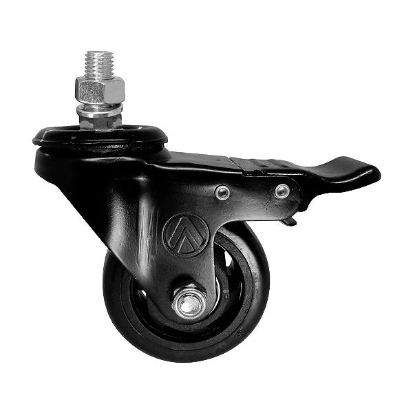 RODÍZIO GIRATÓRIO ROSCA FREIO PVC PRETO REFORÇADO 1.5/8"